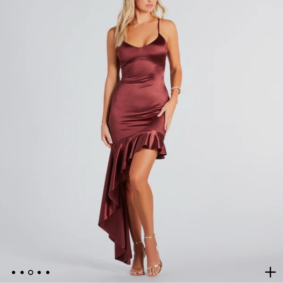 Formal Satin Ruffle High Low Dress - Picture 1 of 4